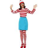 Smiffys Wenda dameskostuum Wenda met top, rok, bril, panty en hoed, maat S, rood en wit, 39504