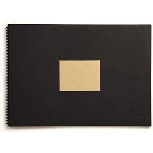 Clairefontaine 8373C notitieboek, spiraalbinding, kraftpapier, 60 vellen, A3, 29,7 x 42 cm, 90 g, zachte omslag van zwarte kaart, lederlook