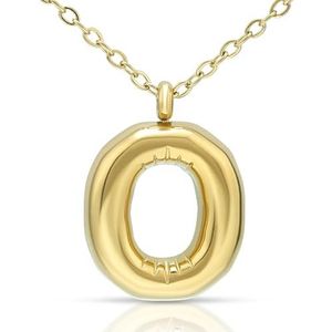 Joacii 18 karaat vergulde bubble letter hanger ketting voor vrouwen gepersonaliseerde halsketting voor mannen, Roestvrij staal