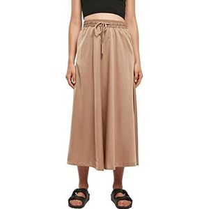 Urban Classics dames midirok satijn, Beige