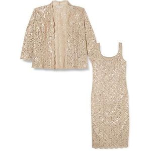 Gina Bacconi Robe droite en dentelle �à paillettes avec veste pour femme, champagne, 38