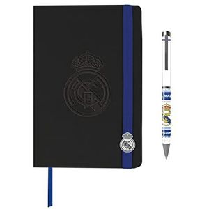 Real Madrid - Cadeauverpakking, agenda, balpen, agenda en pen, schrijven, voetbal zwart officieel product (CyP Brands), zwart, standaard, Real Madrid set kalender en pen, zwart., Real Madrid Set