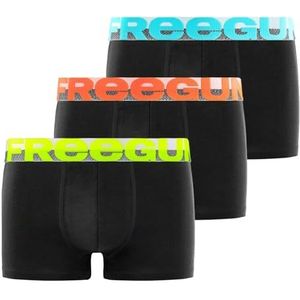 FREEGUN Boxershorts voor kinderen, katoen, boxershort voor jongens, Never Stop, stretch en perfecte pasvorm (3 stuks), zwart.