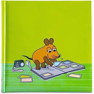 Hama Jumbo fotoalbum ""DieMaus"" 30 x 30 cm (fotoboek met 80 witte pagina's, album voor 320 foto's om te personaliseren en te plakken, uitzending met de muis, voor kinderfoto's, babyalbum) groen