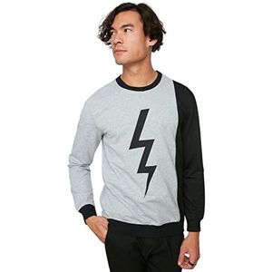 Trendyol Effen sweatshirt met ronde hals trainingspak, grijs, S, heren, grijs, S, grijs.