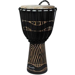 World Rhythm MDJ028 9 inch Djembe trommel - Afrikaanse handtrommel van mahoniehout - zwart gewerveld