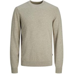 JACK & JONES Jjecarter Knit Crew Neck Sn Pull en tricot pour homme, Oatmeal/détails : mélange., L