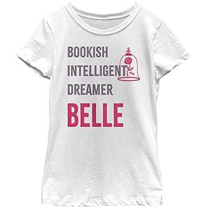 Disney Beauty & The Best Belle Characteristic Stack Girls T-shirt, standaard wit., Wit