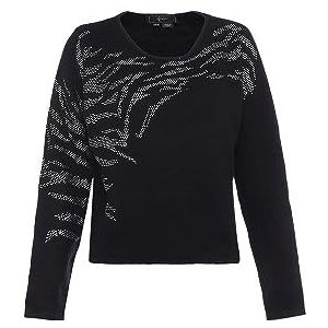 faina Pull en tricot tendance avec paillettes irrégulières Noir Taille XL/XXL, Noir, XL
