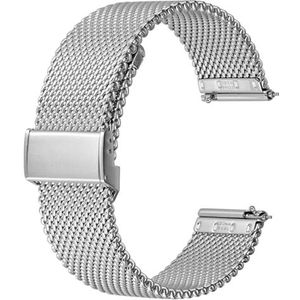 BISONSTRAP Horlogebandje van metaalgaas voor dames en heren, geweven armband van roestvrij staal 316L, breedte van de amandel 16 mm, 18 mm, 20 mm, 22 mm, Roestvrij staal, Geen edelsteen