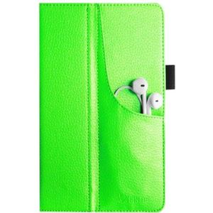 FINTIE Beschermhoes voor Samsung Galaxy Tab 3 17,8 cm (7 inch), veganistisch leer, met elastische polsband, voorvak, kaartenvak, stylushouder, groen
