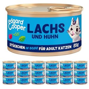 Edgard & Cooper Graanvrij nat kattenvoer, hoogwaardig kattenvoer, 85 g (18 stuks), echt voer, voedzaam orgaanvlees, gezonde ingrediënten (zalm/kip)