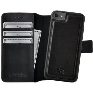 Burkley iPhone 8 Case / iPhone 7 / iPhone SE 2020 Case met kaarthouder en standaard - vintage lederen hoes - RFID / NFC bescherming portemonnee met afneembare achterkant - zwart