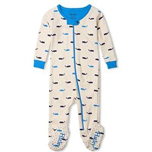 Hatley Biologisch katoen Footed Sleepsuit pantoffels voor baby's en peuters Baby jongen, Nautical Whales, 0-3 maanden