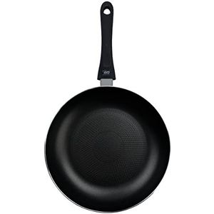 Elo 4352826 braadpan 28 cm diameter met honingraatbodem, pan met oliedoseerder, geschikt voor alle warmtebronnen, aluminium, zwart, 28 cm