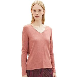 TOM TAILOR Pull basique en tricot avec col en V pour femme, 33157 - Mélange de rose décolorée, XXS