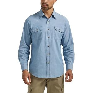 Wrangler Authentics Licht Chambray overhemd met knoopsluiting voor heren, 3XL, Light Chambray.