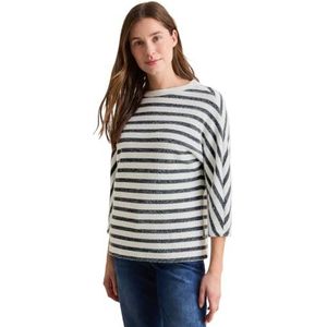 Cecil B322761 Dames T-shirt met veerdraad gestreept, Universeel blauw, M