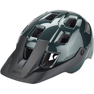 ABUS MoTrip MTB-helm, robuuste fietshelm met in hoogte verstelbaar vizier voor mountainbike, individuele pasvorm, uniseks, glanzend groen, M, 54-58 cm