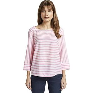 TOM TAILOR Denim Gestreepte blouse voor dames met vierkante hals, 21358 - Rose White Stripe