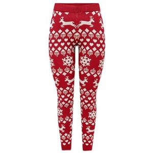 ONLY Onlxmas Snowflake Mw Knt gebreide legging voor dames, Chilipeper / motief: Cloud Dancer