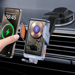 NOHON Telefoonhouder voor auto, inductie: 15 W, inductielader voor auto, met clip, ventilatie, Qi, draadloze oplader, 360 graden draaibaar, compatibel met iPhone/Samsung/Xiaomi/Oppo/Huawei