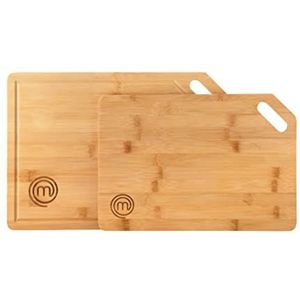 Master Chef Houten snijplanken, set van 2, voor het bereiden, snijden, serveren en serveren, omkeerbare planken met ophanglussen en sapgroef, afmetingen: 38,5 x 27,5 cm / 34 x 23,5 cm