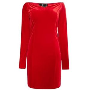 NAEMI Mini robe à manches longues pour femme 19229180-NA01, rouge, taille S, Mini robe à manches longues, S