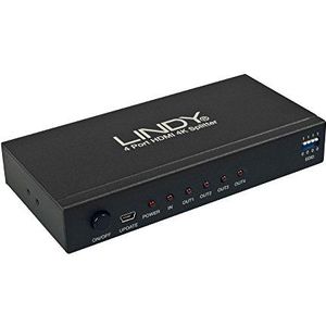 LINDY HDMI 4K splitter, 4 poorten, 3D, 2160p30, HDTV tot 1080p en 4K 36/12 bit HDCP 1.4