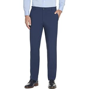 Van Heusen Heren Flex Slim Fit kostuumbroek met platte voorkant, Blue Barge