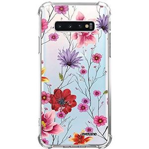 Evetane Beschermhoes compatibel met Samsung Galaxy S10 Plus, siliconen, schokbestendig, robuust, volledige bescherming, duurzaam, transparant, bloemen, meerkleurig, motief modieus schrijven