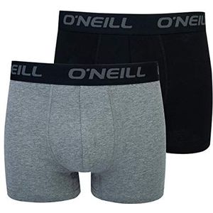 O'Neill Set van 2 modieuze boxershorts voor heren in elegante kleuren voor elke gelegenheid, Antraciet/Zwart