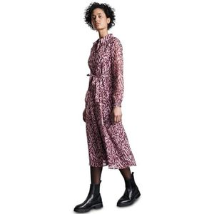 Street One A144318 Chiffon damesjurk met patroon, braambes rood, 42