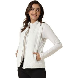 Allegra K Licht vest met opstaande kraag en ritssluiting voor dames, Beige