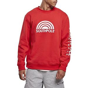 Southpole Heren 3D ronde hals sweatshirt 3D borduurwerk sweatshirt met 3D borduurwerk in rood en zwart maten S tot XXL, rood