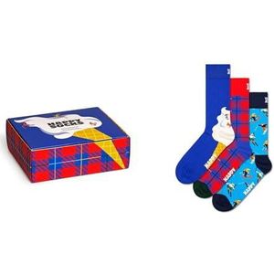 Happy Socks Set van 3 paar uniseks sokken, Blauw/Rood/Wit