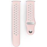 Hama Verstelbare reservearmband voor Fitbit Versa 2 Versa Lite smartwatch, ademende sportarmband voor siliconen vervanging, roestvrijstalen knop, roze/grijs, 22 mm, Silicone