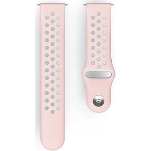 Hama Verstelbare reservearmband voor Fitbit Versa 2 Versa Lite smartwatch, ademende sportarmband voor siliconen vervanging, roestvrijstalen knop, roze/grijs, 22 mm, Silicone