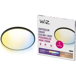 WiZ Plafondlamp SuperSlim - Diameter: 43 cm - Warm- tot Koelwit Licht - Slimme LED Verlichting - Geïntegreerde LED - 22W - Zwart - Wi-Fi