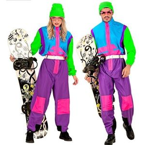 W WIDMANN snowboarderkostuum, overall, retro sneeuwpak, jaren 80 outfit, badkameroutfit, carnavalskostuum