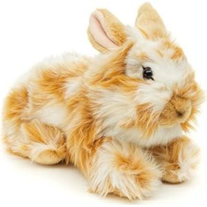 Uni-Toys - Leeuwenkop konijn met gelegde oren - liggend - goudkleurig en wit - 23 cm (hoogte) - pluche konijn - knuffeldier