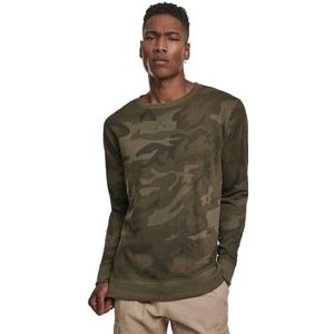 Build Your Brand Camouflage sweatshirt met ronde hals voor heren, verkrijgbaar in 2 camouflagevarianten, maten S tot 5XL, Olijfcamouflage.