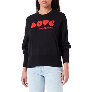 Love Moschino Roundneck Pullover Trui, Zwart, 44 Dames, Zwart, 44, zwart.