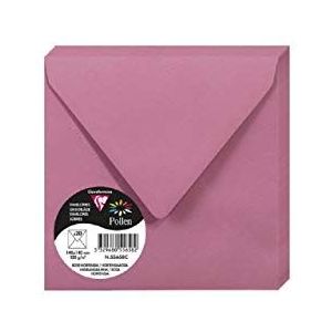 Clairefontaine 55658C, verpakking met 20 gegomde enveloppen, vierkant, 14 x 14 cm, 120 g/m², kleur: hortensia-roze, uitnodiging voor evenementen en correspondentie, pollen-serie, glad papier van hoge kwaliteit