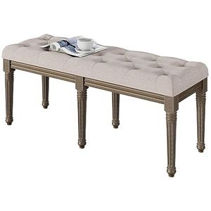 LUNSY Vintage gestoffeerde bank voor woonkamer, foyer, hal, eetkamer en slaapkamer, beige, 122 x 43 x 47 cm