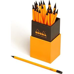 RHODIA 9020C – doos met 25 grafietpotloden grafiet Hb – voor zacht en aangenaam schrijven – ergonomische driehoekige schacht van zwart hout, gum en zwarte klem