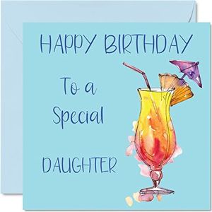 Cocktailverjaardagskaarten voor dames - Special Daughter - Verjaardagskaart van mama en papa 145 mm x 145 mm wenskaarten voor 18e, 21e, 30e, 40e, 50e verjaardag