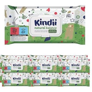Kindii Natural Balance 720 stuks vochtige doekjes voor baby's en kinderen, beschermend, hydraterend, regenererend, zachte geur, allantoïne, verzachtend, aloë vera, pH-neutraal, 720 stuks