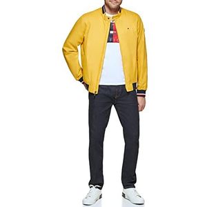 Tommy Hilfiger Varsity lichtgewicht bomberjack van geribbeld breiwerk voor heren, Geel polyester