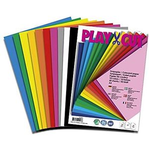 PLAY-CUT 50 vellen knutselpapier A5 in 10 kleuren (130 g/m²) DIN A5 om te bedrukken, dik en bedrukbaar knutselpapier, tekenpapier van hoge kwaliteit